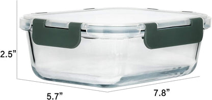 8 Pack,30 oz Glass Food Storage Containers with Lids, Gray