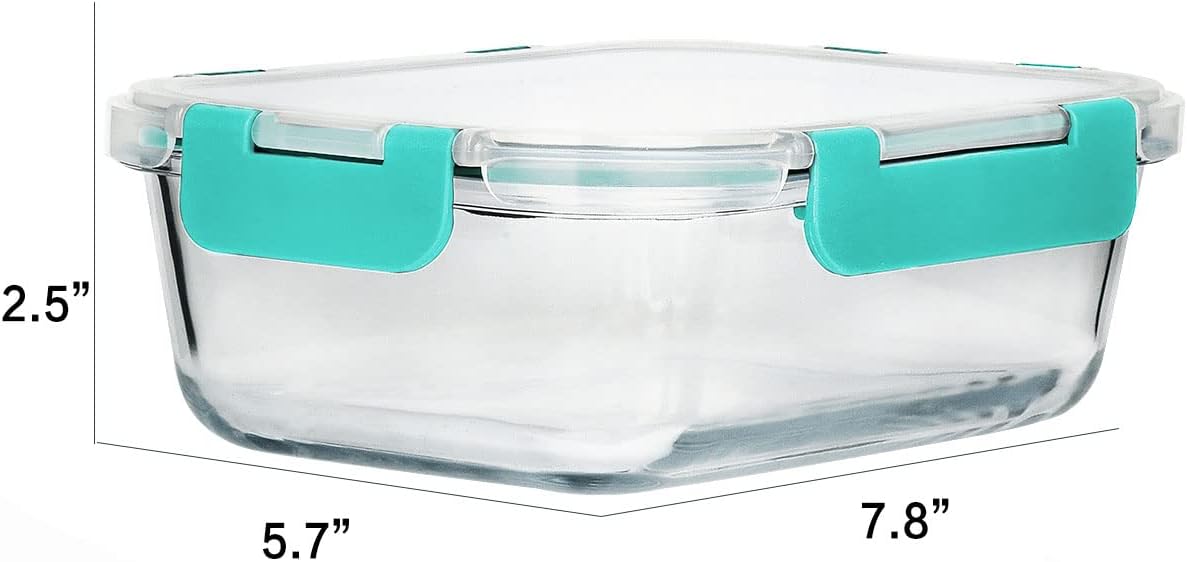 8 Pack,30 oz Glass Food Storage Containers with Lids, Gray