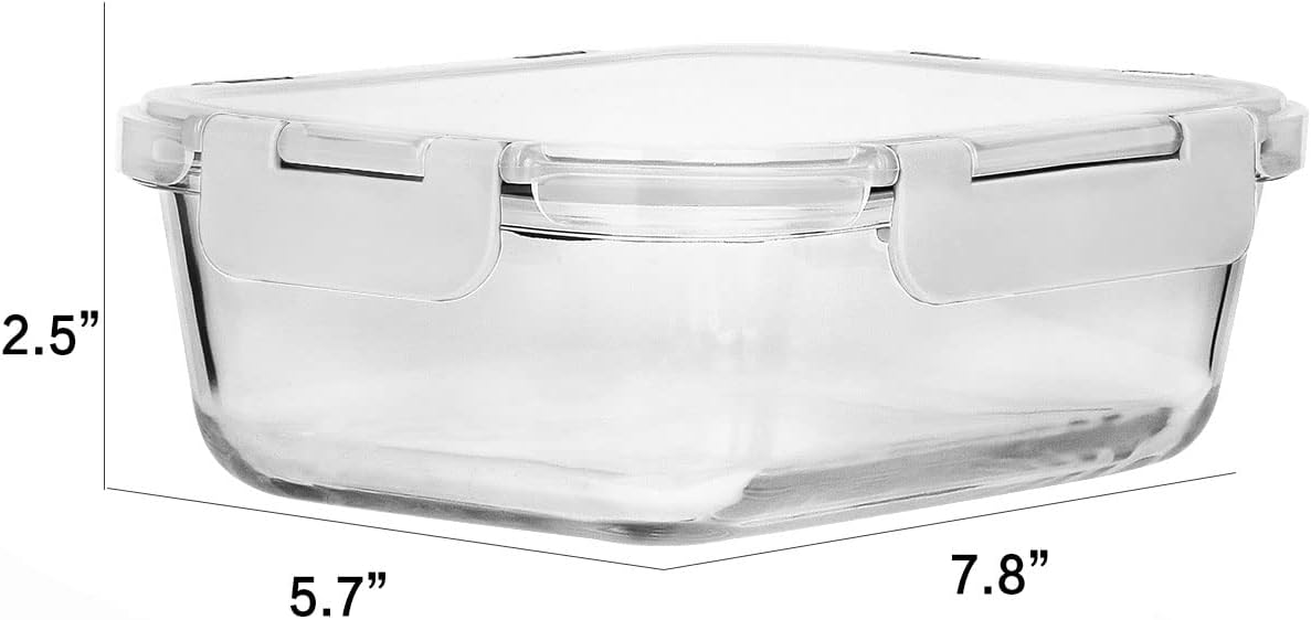 8 Pack,30 oz Glass Food Storage Containers with Lids, Gray