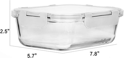 8 Pack,30 oz Glass Food Storage Containers with Lids, Gray