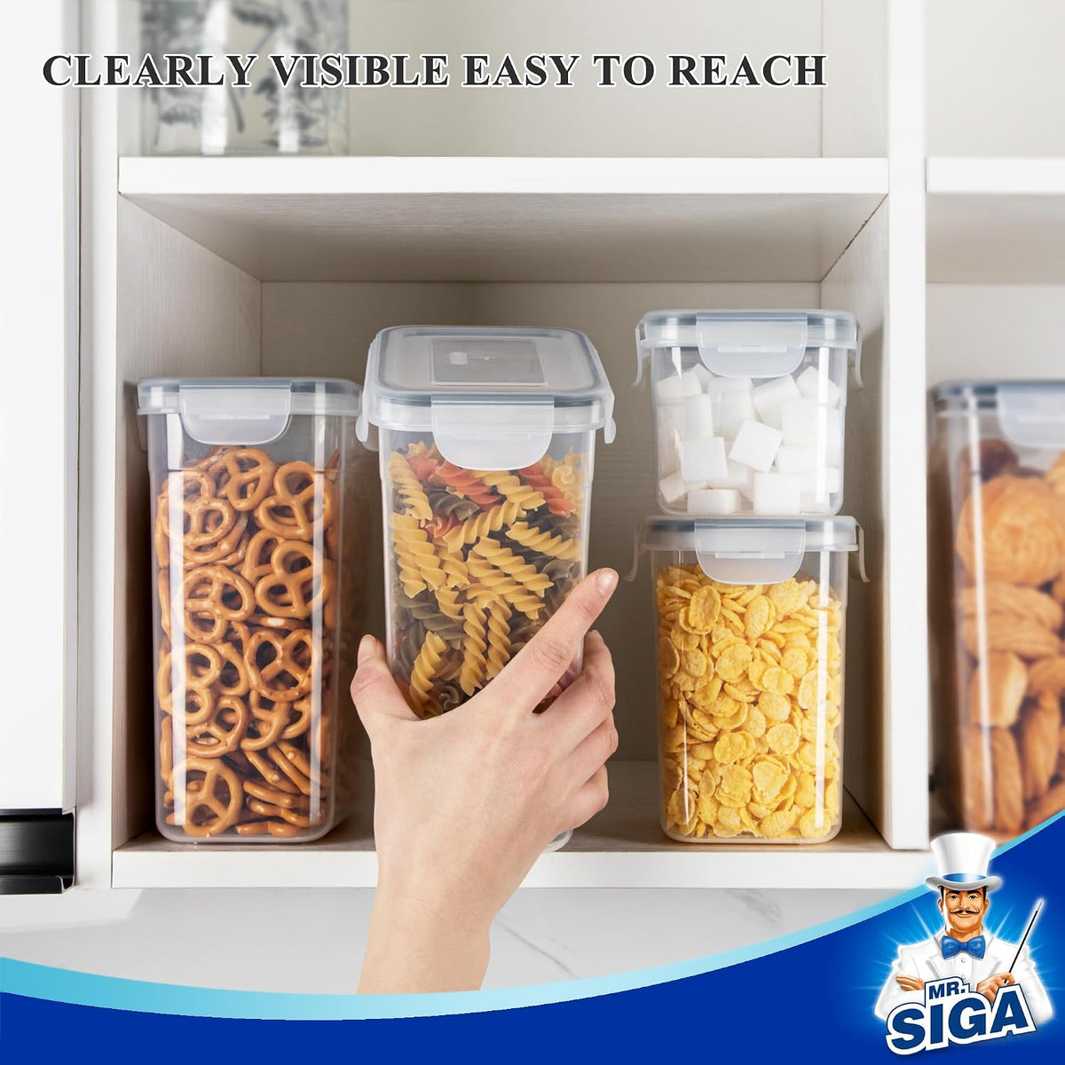 12 Pack Airtight Food Storage Container Set for Pantry Organization | Stackable, BPA Free plastic storage containers for pantry, great for snacks, spaghetti, includes 24 reusable sticker labels