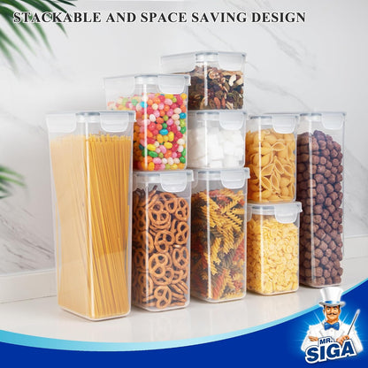 12 Pack Airtight Food Storage Container Set for Pantry Organization | Stackable, BPA Free plastic storage containers for pantry, great for snacks, spaghetti, includes 24 reusable sticker labels