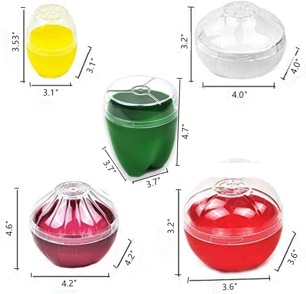 Reusable Fruit and Vegetable Storage Containers Refrigerator Box Storage Bowls Saver Holder Keeper for onion, Green pepper, Tomato, Lemon, and garlic ，Refrigerator Vegetable Crisper 5 Pack