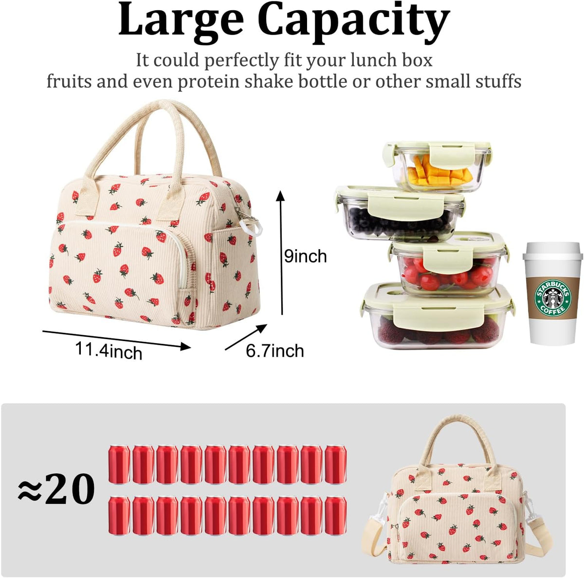 Insulated Lunch Bag for Women Men Large Reusable Lunch Box Adult Leakproof Portable Cooler Tote Bags for Work Picnic
