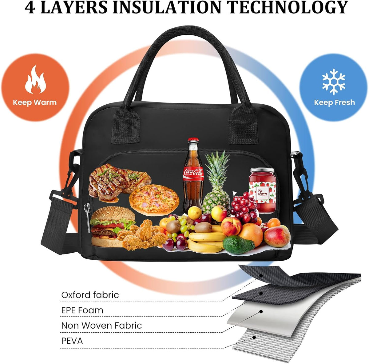 Insulated Lunch Bag for Women Men Large Reusable Lunch Box Adult Leakproof Portable Cooler Tote Bags for Work Picnic