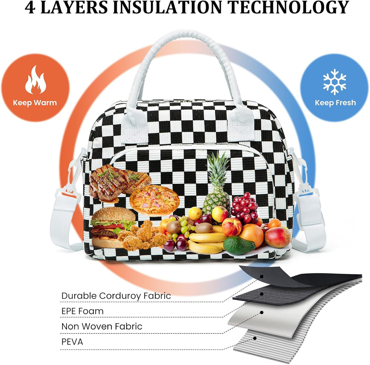Insulated Lunch Bag for Women Men Large Reusable Lunch Box Adult Leakproof Portable Cooler Tote Bags for Work Picnic