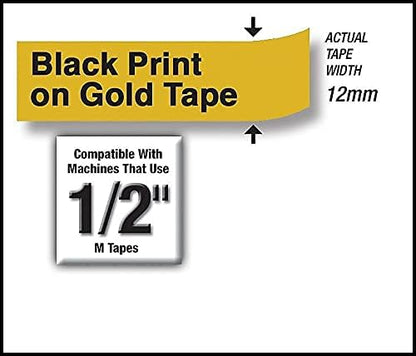 Genuine P-Touch M-2312PK Tape, 2 Pack, 1/2" (0.47") Wide Standard Non-Laminated Tape, Black on White, Recommended for Home and Indoor Use, 0.47" x 26.2' (12mm x 8M), 2-Pack, M2312PK, M231