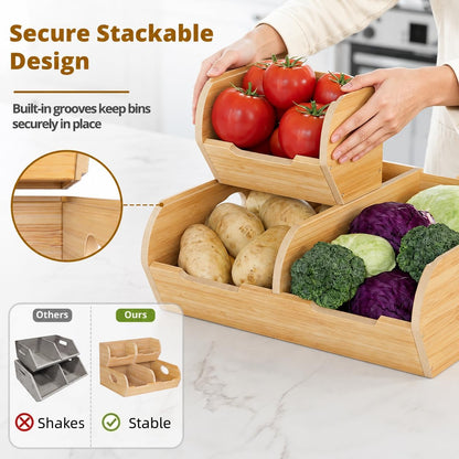 Potato and Onion Storage Bin, 3 Pack Fruit and Vegetable Storage