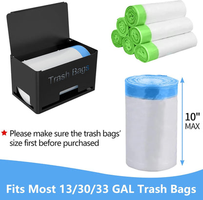 Large Trash Bag Holder Dispenser, Metal Garbage Bag Dispenser Roll Holder, Kitchen Trash Storage Organizer for Under Sink, Wall Mounted or Freestanding, Black
