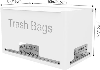 Large Trash Bag Holder Dispenser, Metal Garbage Bag Dispenser Roll Holder, Kitchen Trash Storage Organizer for Under Sink, Wall Mounted or Freestanding, Black