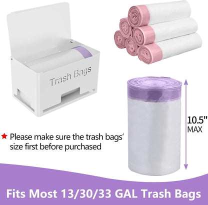 Large Trash Bag Holder Dispenser, Metal Garbage Bag Dispenser Roll Holder, Kitchen Trash Storage Organizer for Under Sink, Wall Mounted or Freestanding, Black