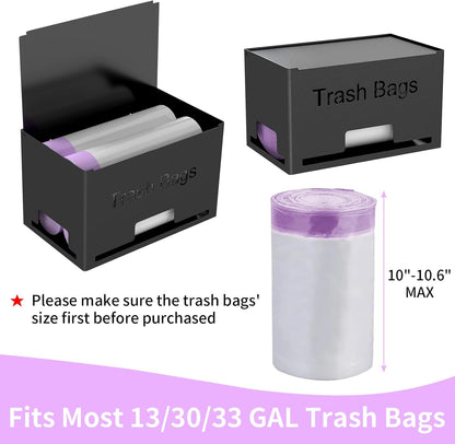 Large Trash Bag Holder Dispenser, Metal Garbage Bag Dispenser Roll Holder, Kitchen Trash Storage Organizer for Under Sink, Wall Mounted or Freestanding, Black