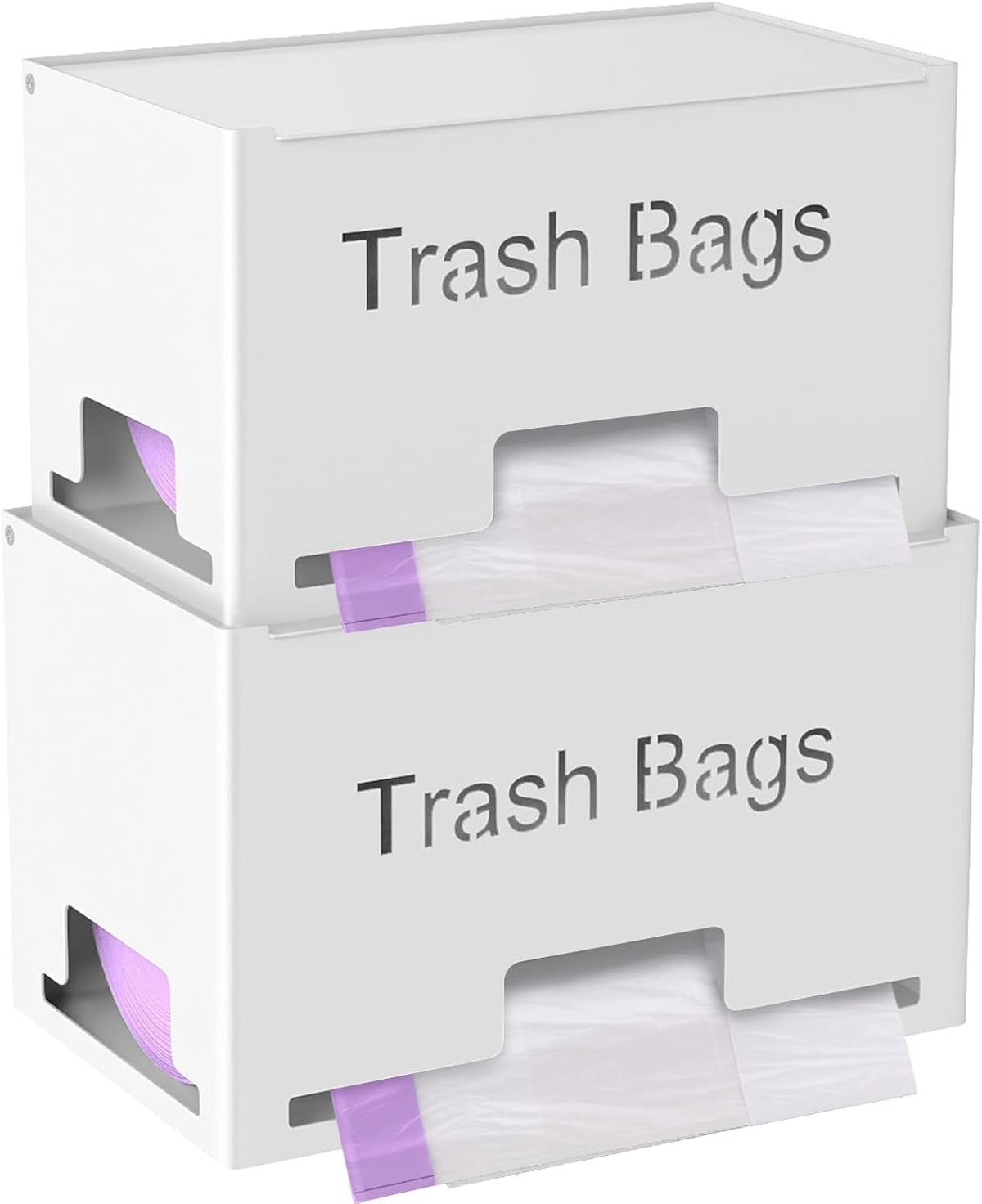 Large Trash Bag Holder Dispenser, Metal Garbage Bag Dispenser Roll Holder, Kitchen Trash Storage Organizer for Under Sink, Wall Mounted or Freestanding, Black