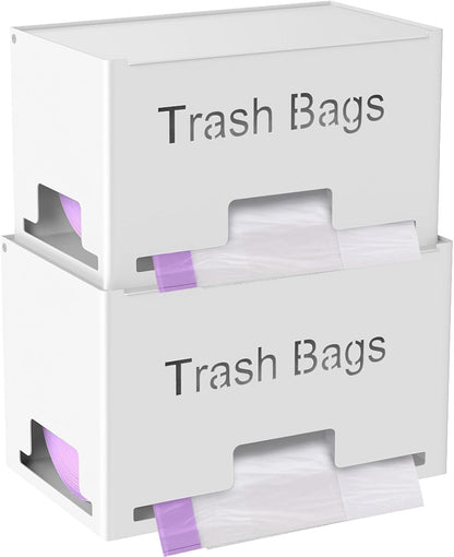Large Trash Bag Holder Dispenser, Metal Garbage Bag Dispenser Roll Holder, Kitchen Trash Storage Organizer for Under Sink, Wall Mounted or Freestanding, Black
