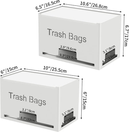 Large Trash Bag Holder Dispenser, Metal Garbage Bag Dispenser Roll Holder, Kitchen Trash Storage Organizer for Under Sink, Wall Mounted or Freestanding, Black