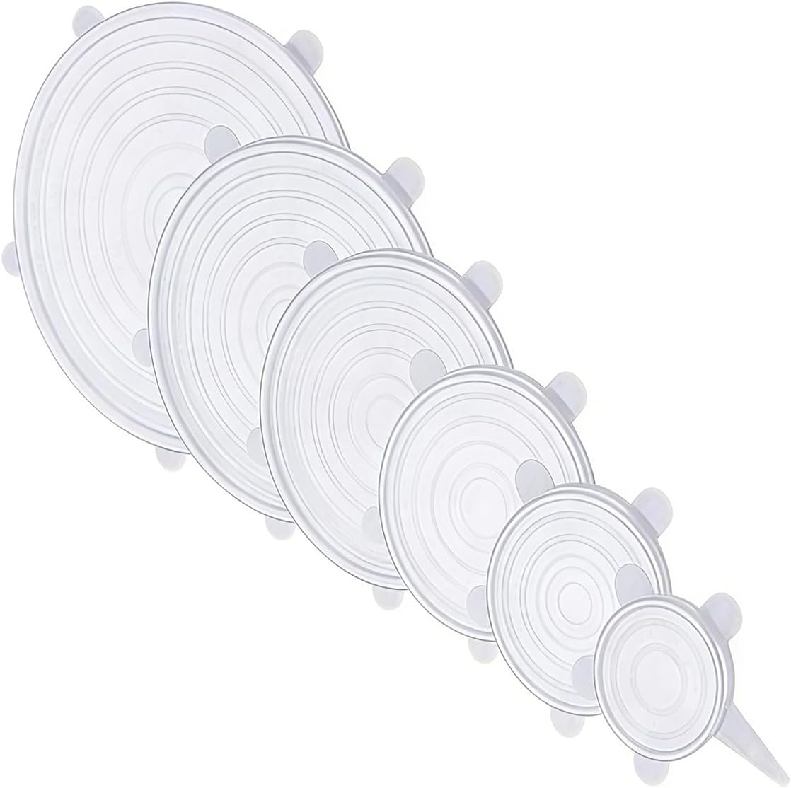 12 pcs Silicone Stretch lids set, 6 Sizes, Reusable Food Storage Covers ，Silicone Bowl Covers，Flexible to Fit All Shape of Containers，Food Cover to Keep Food Fresh (white)