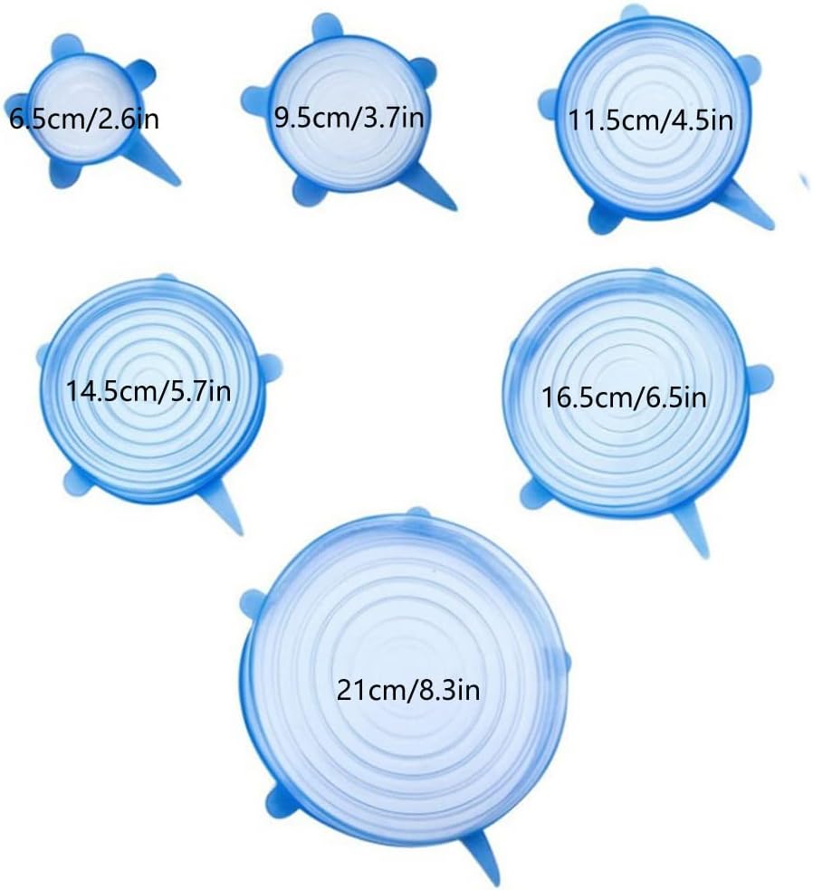 12 pcs Silicone Stretch lids set, 6 Sizes, Reusable Food Storage Covers ，Silicone Bowl Covers，Flexible to Fit All Shape of Containers，Food Cover to Keep Food Fresh (white)