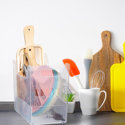 4pcs Plastic Freezer Organizer Bin with Wheel, 10 x 12.5 x 6.7 Inch