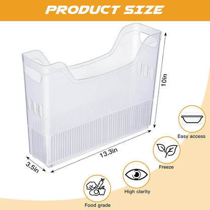 4pcs Plastic Freezer Organizer Bin with Wheel, 10 x 12.5 x 6.7 Inch