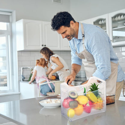 4pcs Plastic Freezer Organizer Bin with Wheel, 10 x 12.5 x 6.7 Inch