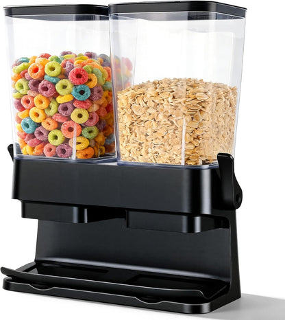 Cereal Dispenser Countertop 2 Pack 3L, 6L Large Dual Control | Airtight Cereal Containers Storage for Kitchen Pantry, Dry Food Dispenser for Cereal, Rice, Grains, Candy, Coffee Beans