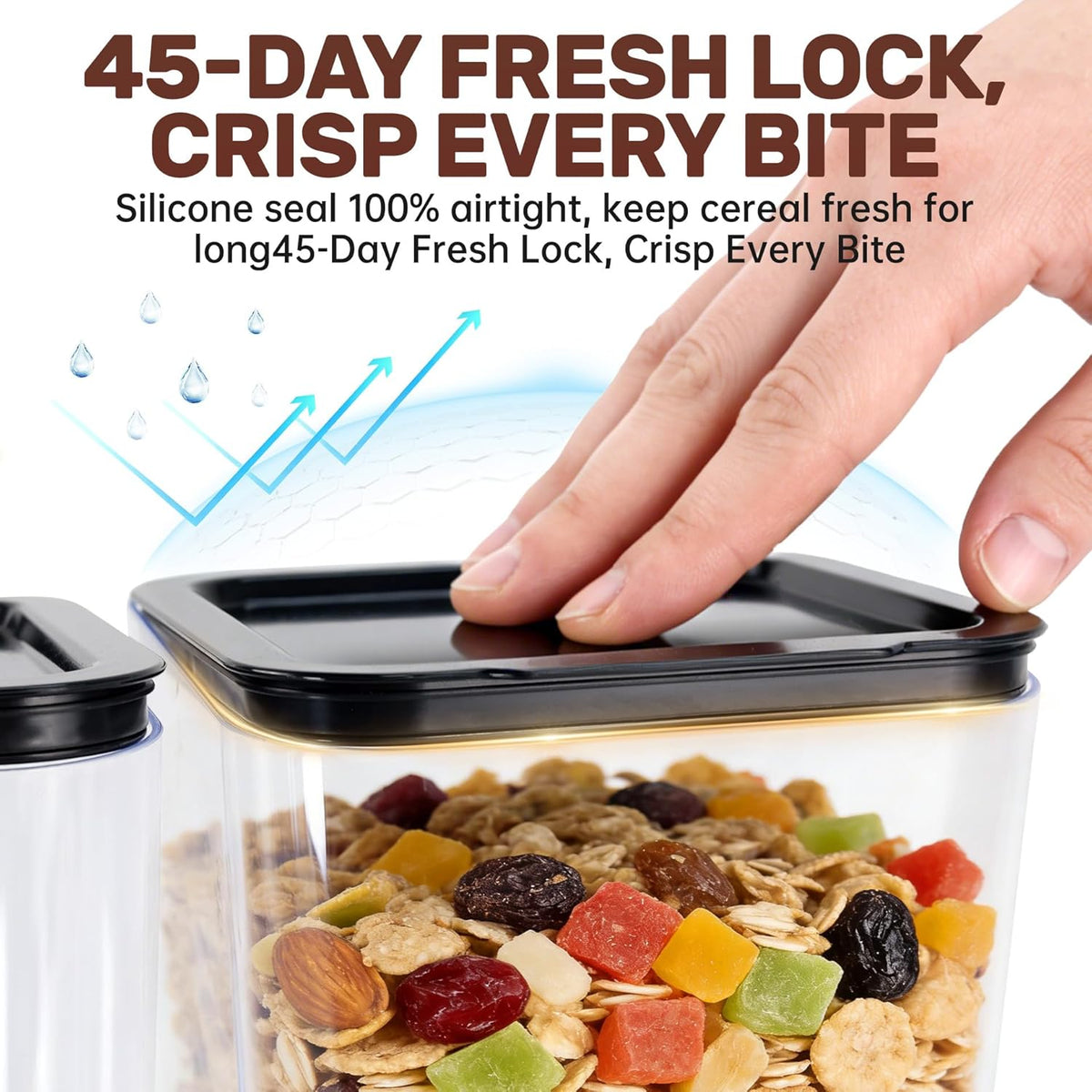 Cereal Dispenser Countertop 2 Pack 3L, 6L Large Dual Control | Airtight Cereal Containers Storage for Kitchen Pantry, Dry Food Dispenser for Cereal, Rice, Grains, Candy, Coffee Beans