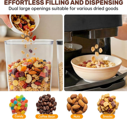 Cereal Dispenser Countertop 2 Pack 3L, 6L Large Dual Control | Airtight Cereal Containers Storage for Kitchen Pantry, Dry Food Dispenser for Cereal, Rice, Grains, Candy, Coffee Beans