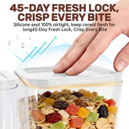 Cereal Dispenser Countertop 2 Pack 3L, 6L Large Dual Control | Airtight Cereal Containers Storage for Kitchen Pantry, Dry Food Dispenser for Cereal, Rice, Grains, Candy, Coffee Beans