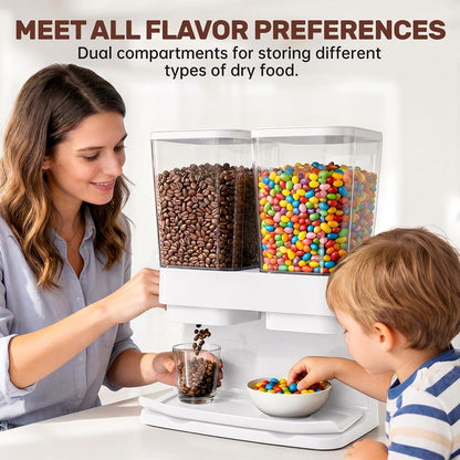Cereal Dispenser Countertop 2 Pack 3L, 6L Large Dual Control | Airtight Cereal Containers Storage for Kitchen Pantry, Dry Food Dispenser for Cereal, Rice, Grains, Candy, Coffee Beans