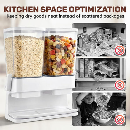 Cereal Dispenser Countertop 2 Pack 3L, 6L Large Dual Control | Airtight Cereal Containers Storage for Kitchen Pantry, Dry Food Dispenser for Cereal, Rice, Grains, Candy, Coffee Beans