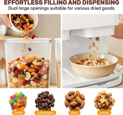 Cereal Dispenser Countertop 2 Pack 3L, 6L Large Dual Control | Airtight Cereal Containers Storage for Kitchen Pantry, Dry Food Dispenser for Cereal, Rice, Grains, Candy, Coffee Beans
