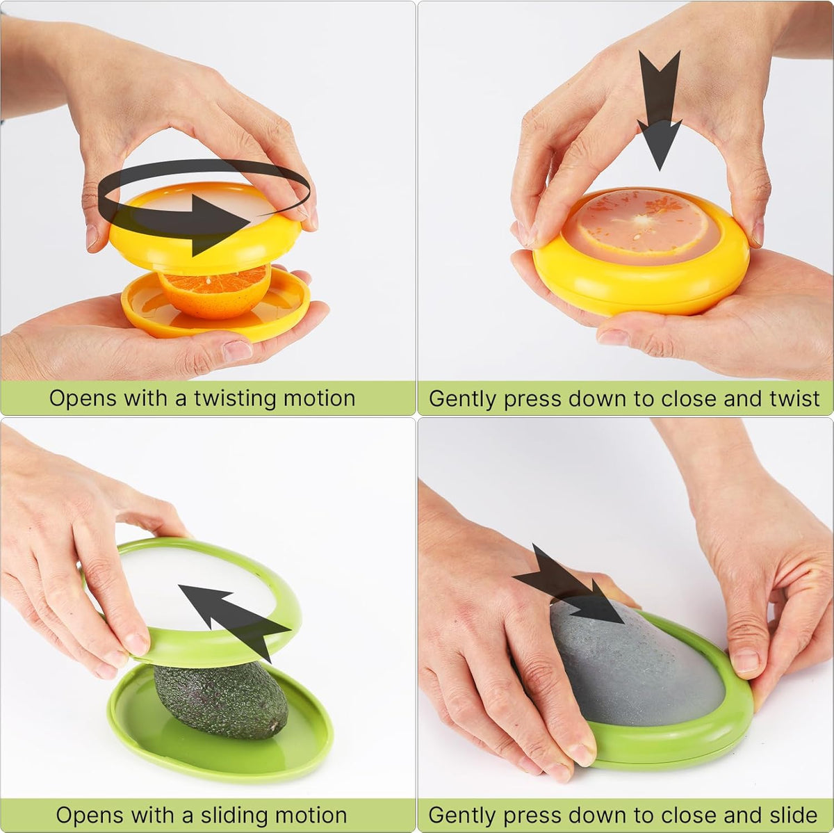 Set of 4 Reusable Fruit and Veggie Savers - Ideal for Avocados, Tomatoes, Apples, Garlic, Onions, and More