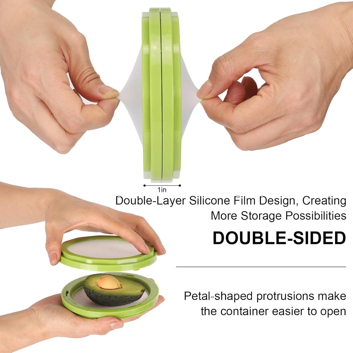 Set of 4 Reusable Fruit and Veggie Savers - Ideal for Avocados, Tomatoes, Apples, Garlic, Onions, and More