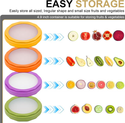 Set of 4 Reusable Fruit and Veggie Savers - Ideal for Avocados, Tomatoes, Apples, Garlic, Onions, and More
