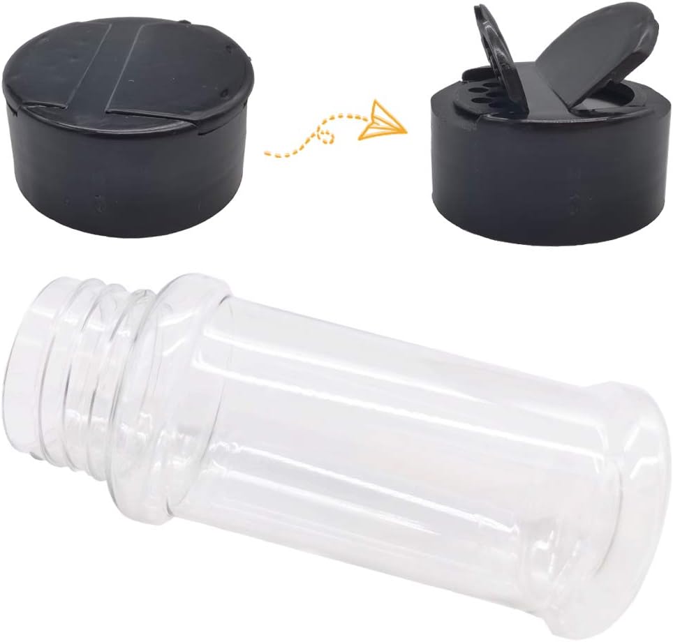 16 Pack 3.4oz/100ml Plastic Spice Bottles Set,Empty Seasoning Containers with Black Cap,Clear Reusable Containers Jars for Spice,Herbs,Powders,Glitters