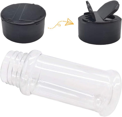 16 Pack 3.4oz/100ml Plastic Spice Bottles Set,Empty Seasoning Containers with Black Cap,Clear Reusable Containers Jars for Spice,Herbs,Powders,Glitters