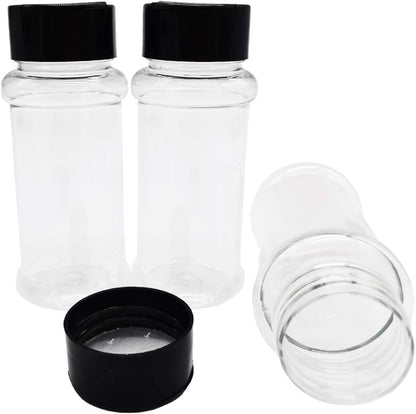 16 Pack 3.4oz/100ml Plastic Spice Bottles Set,Empty Seasoning Containers with Black Cap,Clear Reusable Containers Jars for Spice,Herbs,Powders,Glitters