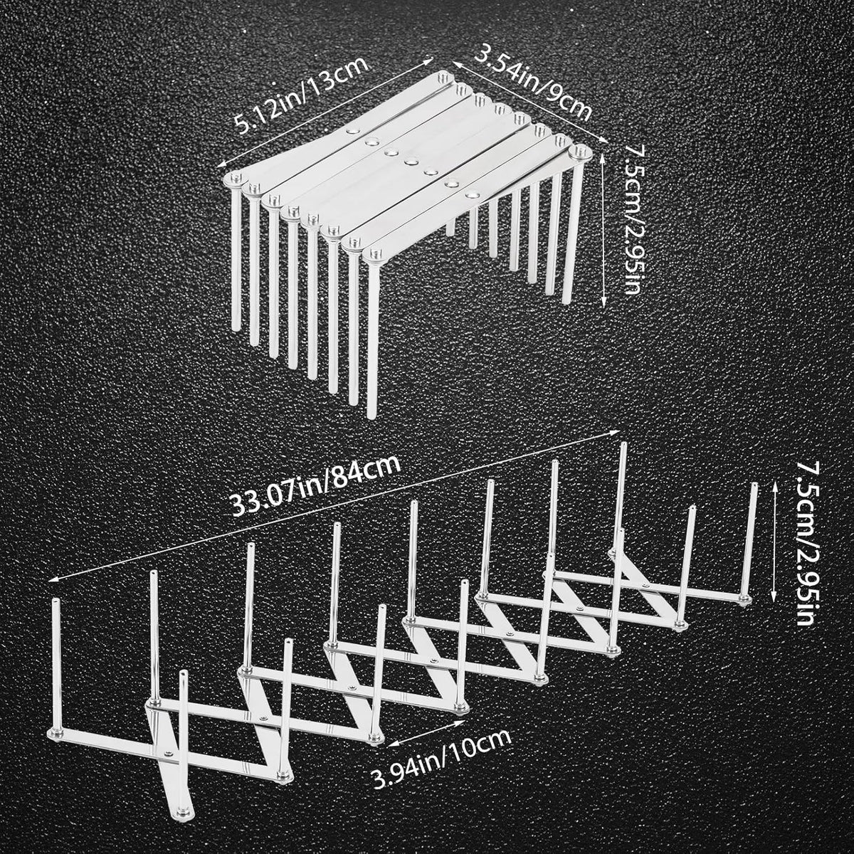 Pots and Pans Organizer, Adjustable Kitchen Cabinet Pantry Organization Storage Rack, Expandable Stainless Steel Holder for Pot Lid Cutting Board Bakeware Dishes Cookware （10-tier）