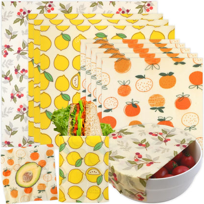 Reusable Beeswax Wrap - 9 Pack Beeswax Wraps for Food, Eco-Friendly Beeswax Food Wraps, Bread Sandwich Food Wrap - Organic, Sustainable, Zero Waste, Plastic-Free Food Storage, 1XL, 3M, 5S