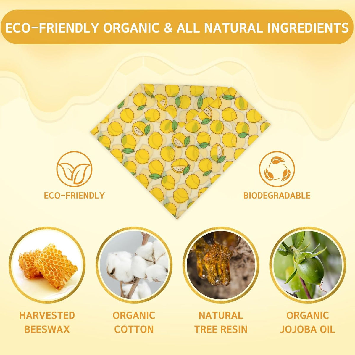 Reusable Beeswax Wrap - 9 Pack Beeswax Wraps for Food, Eco-Friendly Beeswax Food Wraps, Bread Sandwich Food Wrap - Organic, Sustainable, Zero Waste, Plastic-Free Food Storage, 1XL, 3M, 5S