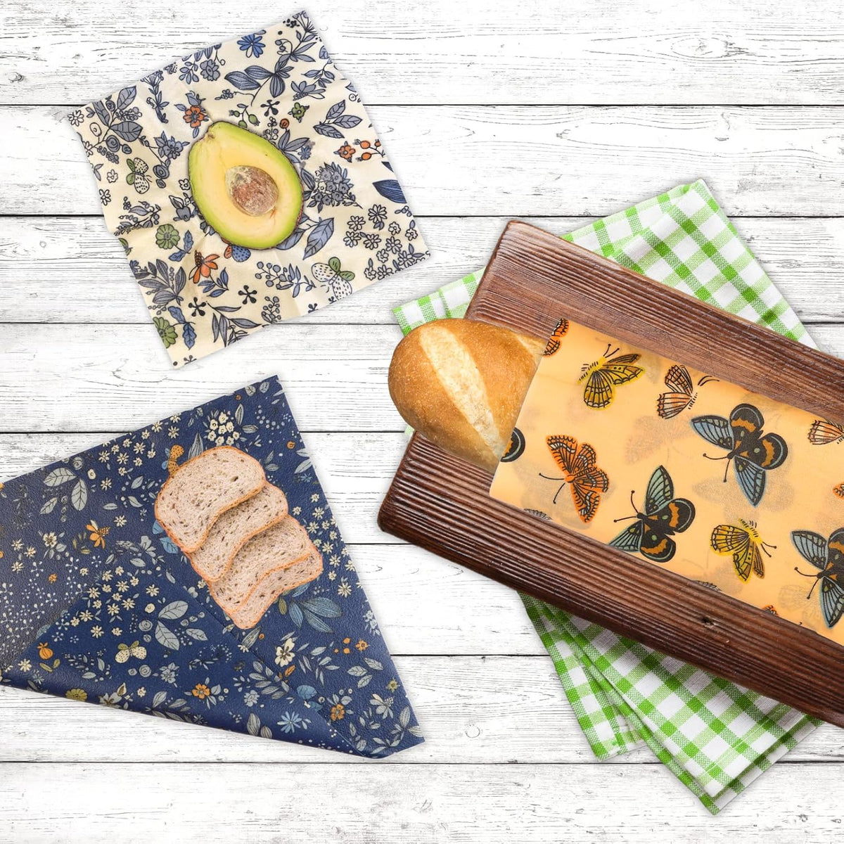 Reusable Beeswax Wrap - 9 Pack Beeswax Wraps for Food, Eco-Friendly Beeswax Food Wraps, Bread Sandwich Food Wrap - Organic, Sustainable, Zero Waste, Plastic-Free Food Storage, 1XL, 3M, 5S