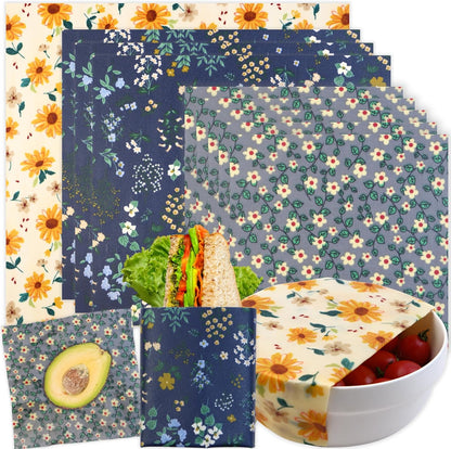 Reusable Beeswax Wrap - 9 Pack Beeswax Wraps for Food, Eco-Friendly Beeswax Food Wraps, Bread Sandwich Food Wrap - Organic, Sustainable, Zero Waste, Plastic-Free Food Storage, 1XL, 3M, 5S
