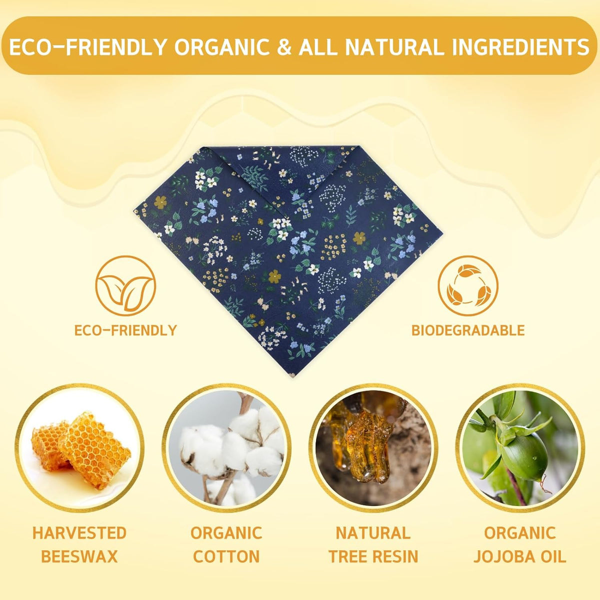 Reusable Beeswax Wrap - 9 Pack Beeswax Wraps for Food, Eco-Friendly Beeswax Food Wraps, Bread Sandwich Food Wrap - Organic, Sustainable, Zero Waste, Plastic-Free Food Storage, 1XL, 3M, 5S