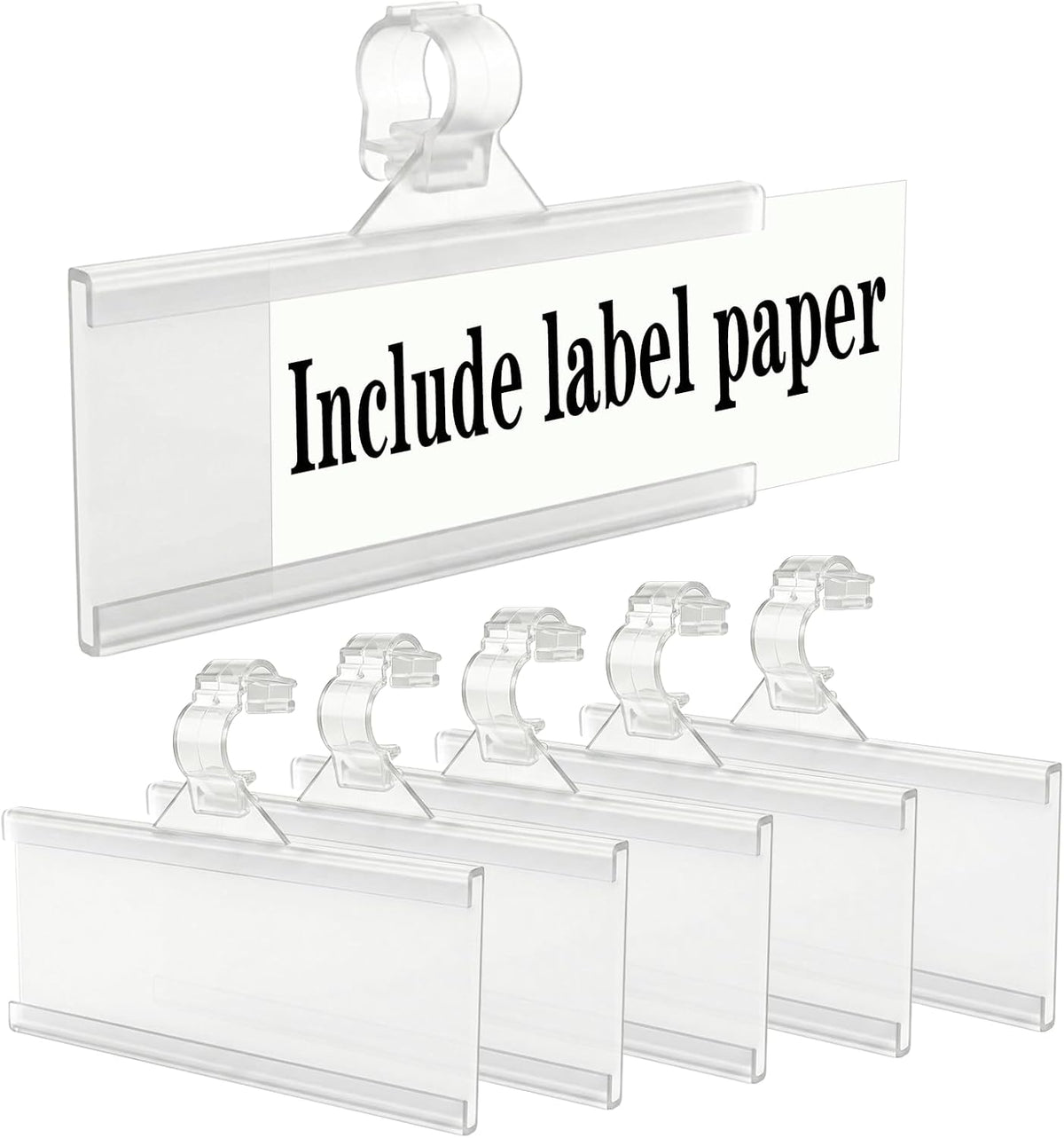 Wire Shelf Label Holder, 35PCS Plastic Basket Label Holders with Tight Snap Lock, Reusable Bins Basket Labels Clip with Paper Label Inserts for Home Market Office (3 x 1.38 Inch)