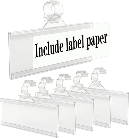 Wire Shelf Label Holder, 35PCS Plastic Basket Label Holders with Tight Snap Lock, Reusable Bins Basket Labels Clip with Paper Label Inserts for Home Market Office (3 x 1.38 Inch)