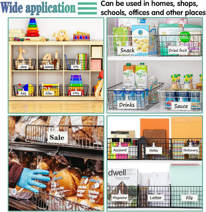 Wire Shelf Label Holder, 35PCS Plastic Basket Label Holders with Tight Snap Lock, Reusable Bins Basket Labels Clip with Paper Label Inserts for Home Market Office (3 x 1.38 Inch)