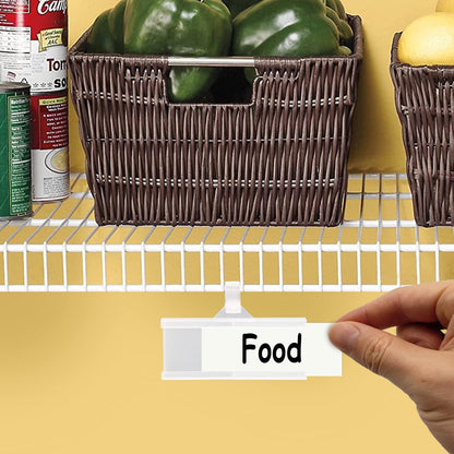 Wire Shelf Label Holder, 35PCS Plastic Basket Label Holders with Tight Snap Lock, Reusable Bins Basket Labels Clip with Paper Label Inserts for Home Market Office (3 x 1.38 Inch)