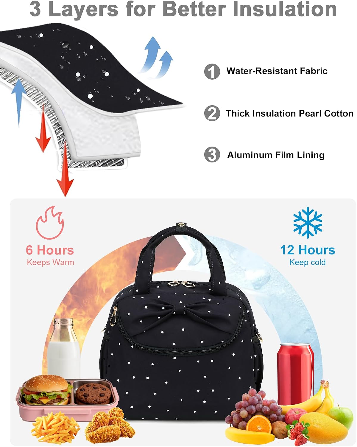 Lunch Box for Women Cute Lunch Bag Reusable Insulated Lunch Bags Large Capacity Lunchbox Cooler for Work Picnic or Travel Gifts (A Sage Green White Stripes, 10 x 7.5 x 8 inches)