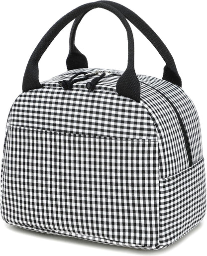 Lunch Box for Women Cute Lunch Bag Reusable Insulated Lunch Bags Large Capacity Lunchbox Cooler for Work Picnic or Travel Gifts (A Sage Green White Stripes, 10 x 7.5 x 8 inches)