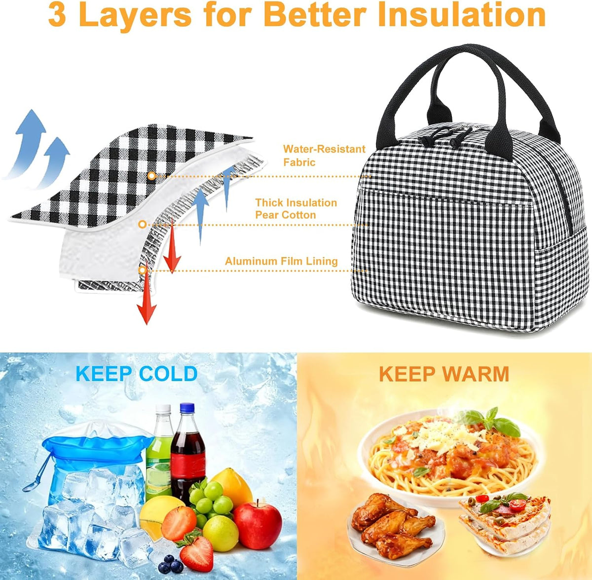 Lunch Box for Women Cute Lunch Bag Reusable Insulated Lunch Bags Large Capacity Lunchbox Cooler for Work Picnic or Travel Gifts (A Sage Green White Stripes, 10 x 7.5 x 8 inches)